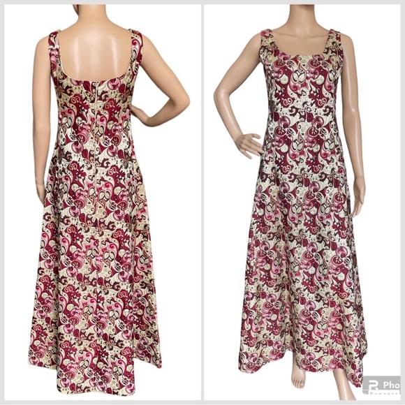 Vintage Gino Charles Brocade Metallic Maxi Dress with Velvet Belt XS Small - Picture 16 of 16